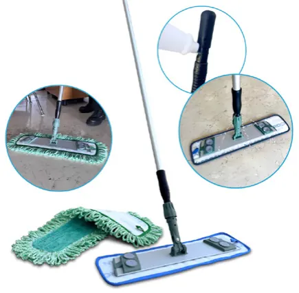 Kit bastón Push Flow + base + mop seco + mop húmedo